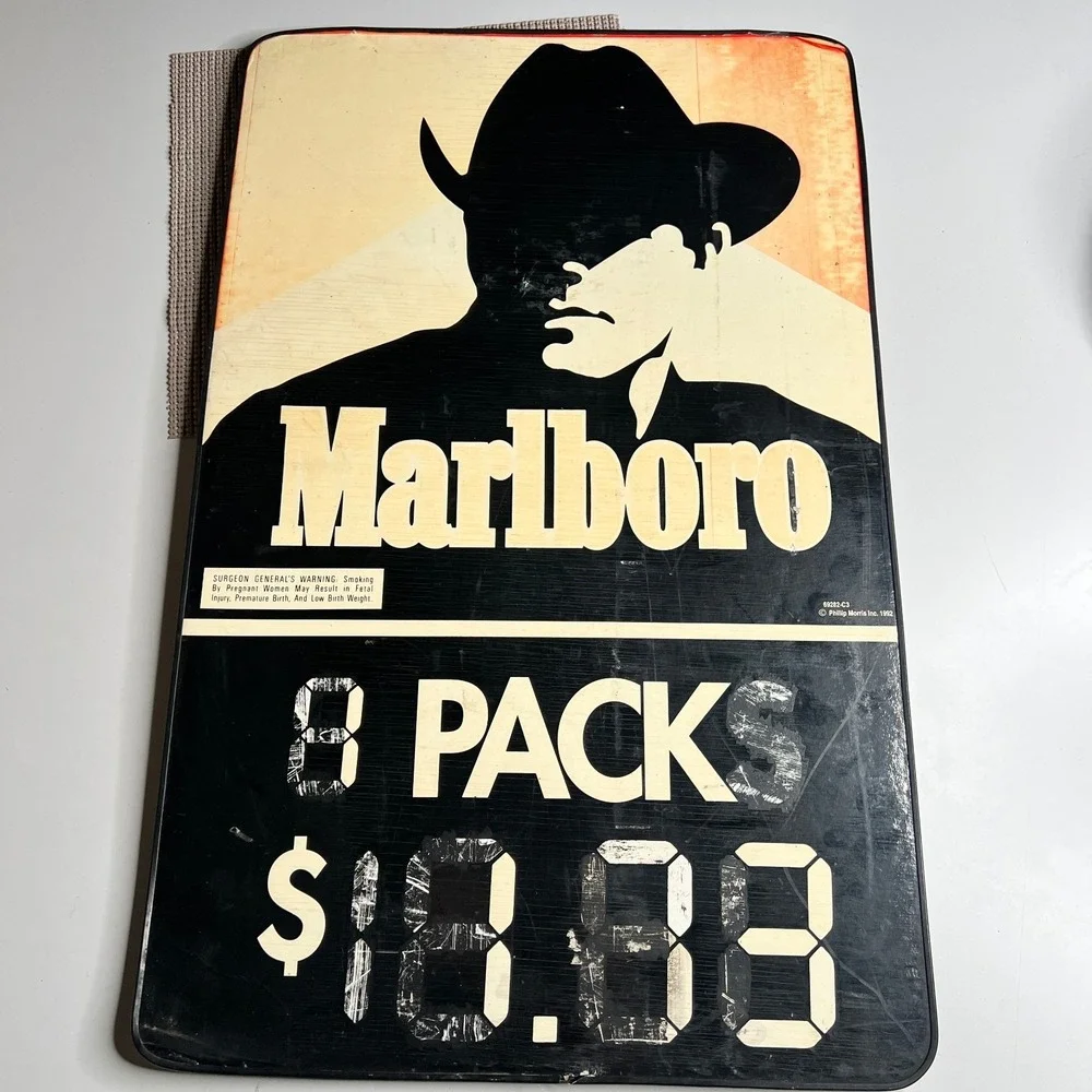 Vintage Marlboro Packs Store Price‎ Sign Philip Morris 1992 Display